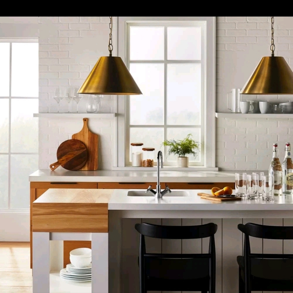 Threshold Studio Mcgee Small Brass Gold Ceiling Pendant Light Fixture Lamp Htf